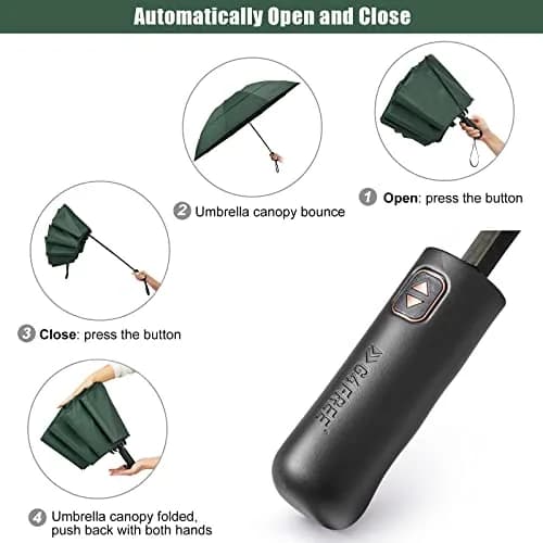 G4Free 62 Inch Large Golf Umbrella Windproof Reverse Travel Umbrella with Double Canopy & Auto Open Close (Dark Green) thumbnail 5