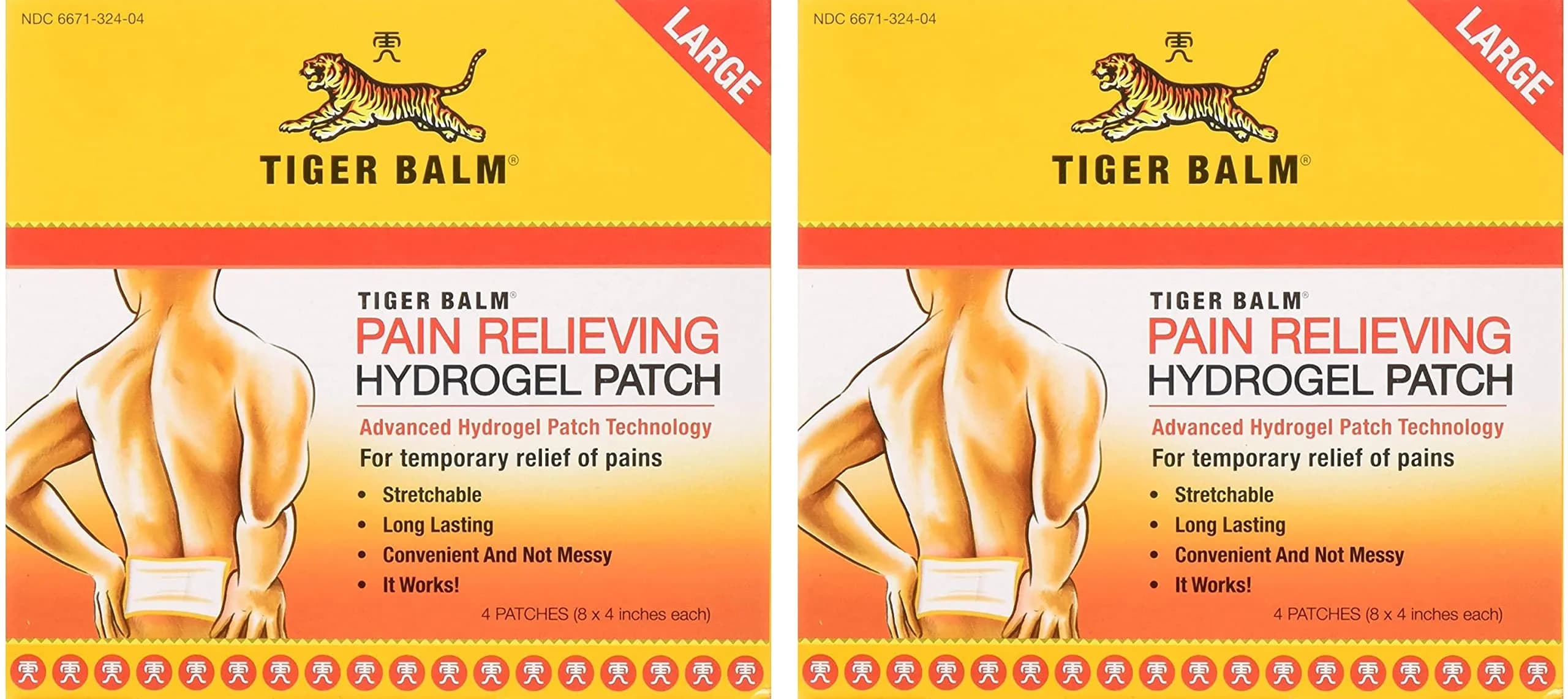 Tiger Balm Pain Relieving Patch, Large 4 Each | Soft, Flexible, Penetrating Relief for Back & Body