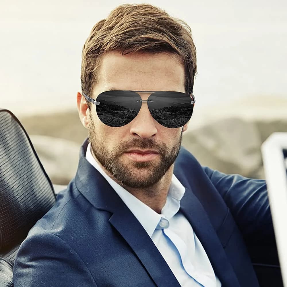 Fishingtours Aviator Sunglasses for Men & Women | Polarized Mirrored Driving Sunglasses (65mm Lens Width) - view 5