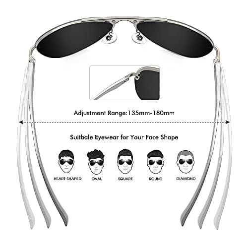 Fishingtours Aviator Sunglasses for Men & Women | Polarized Mirrored Driving Sunglasses (65mm Lens Width) thumbnail 2