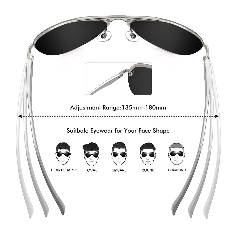 Fishingtours Aviator Sunglasses for Men & Women | Polarized Mirrored Driving Sunglasses (65mm Lens Width) - view 2