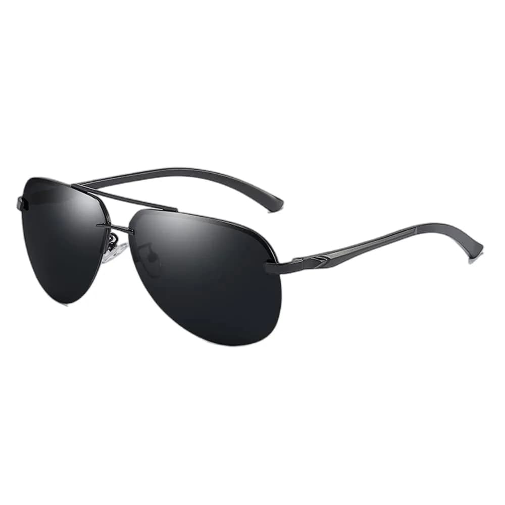 Fishingtours Classic Aviator Sunglasses - Black/Black Frame, 65mm Lens, Polarized Mirrored Lenses for Men & Women - main product image