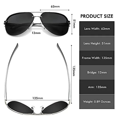 Fishingtours Aviator Sunglasses for Men & Women | Polarized Mirrored Lenses, 65mm thumbnail 4