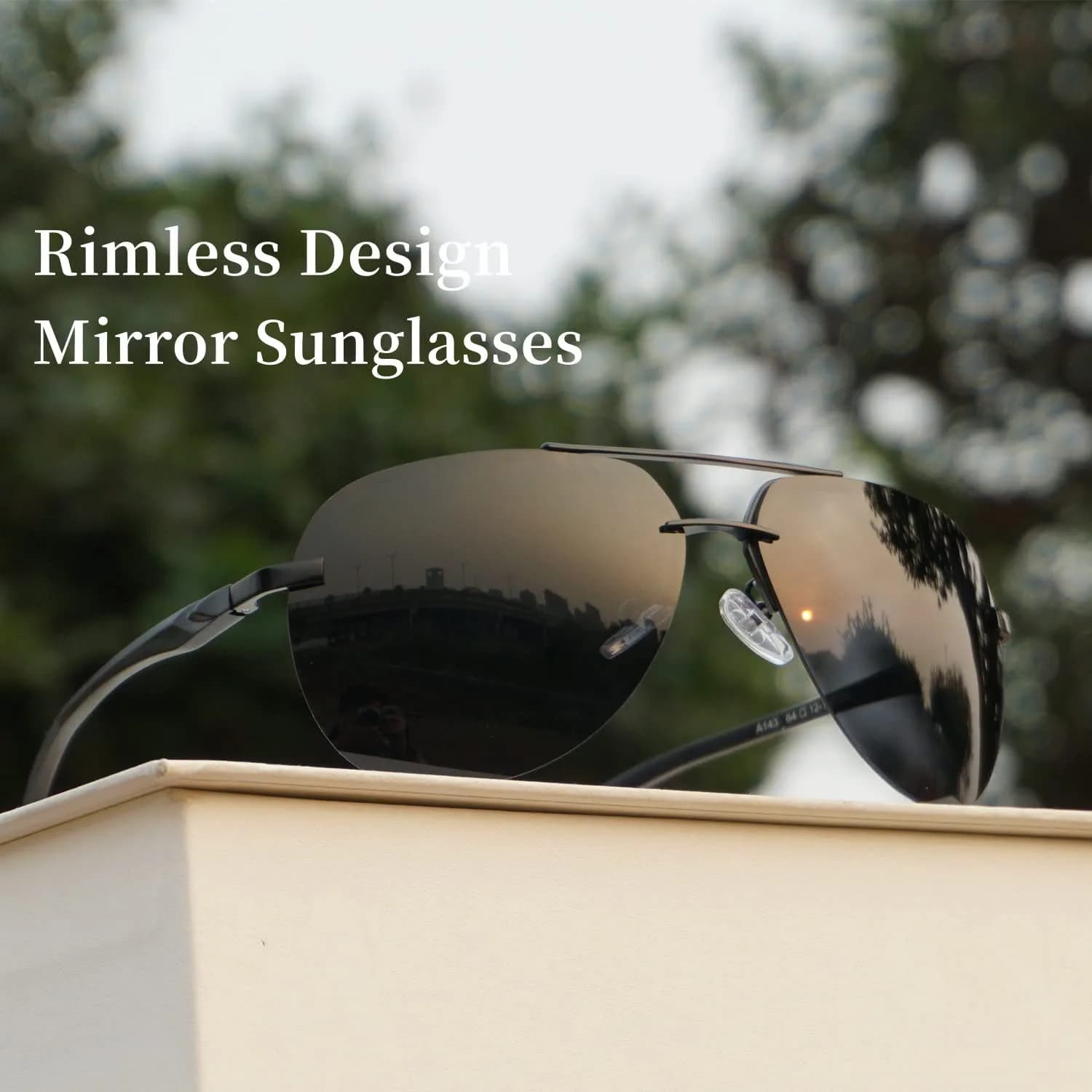 Fishingtours Classic Aviator Sunglasses - Black/Black Frame, 65mm Lens, Polarized Mirrored Lenses for Men & Women - view 2