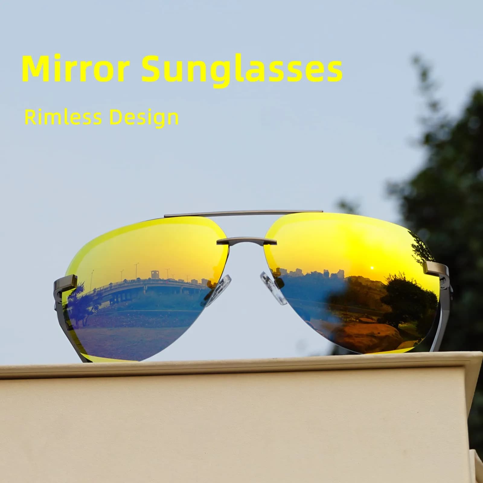 Fishingtours Classic Yellow Aviator Sunglasses for Men & Women | 65mm Lens - view 2