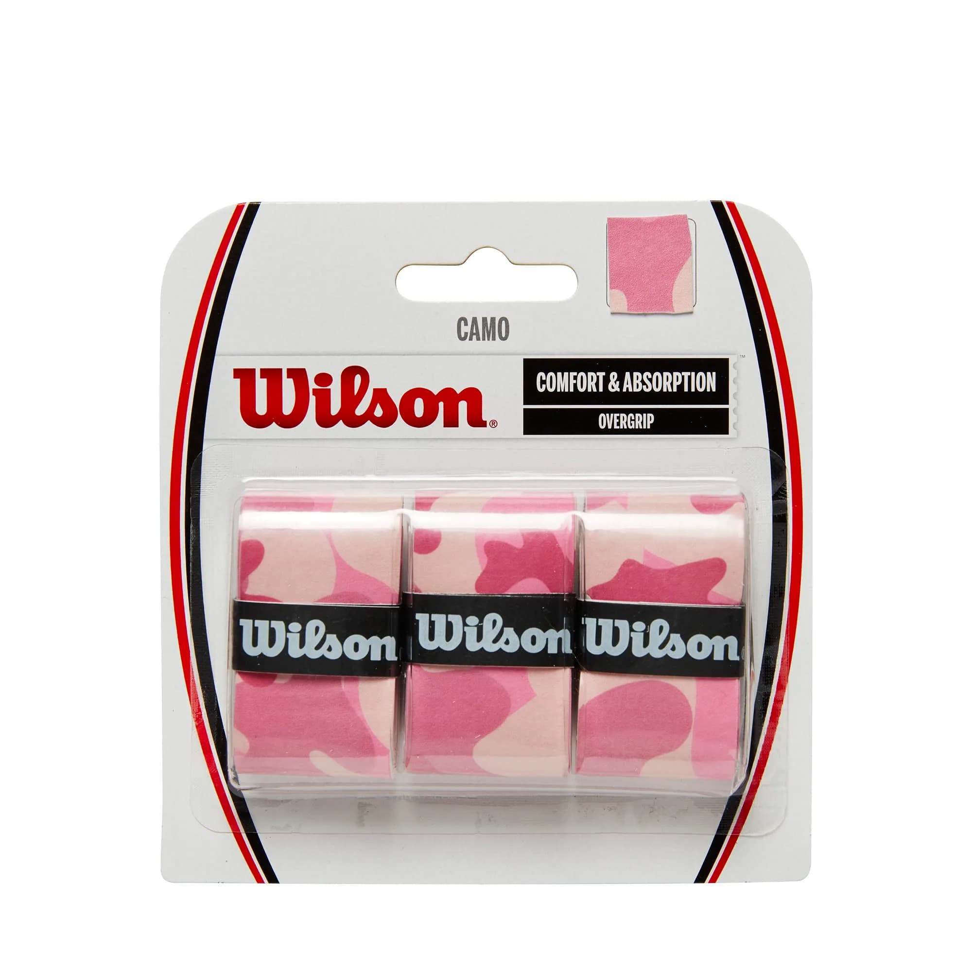 WILSON Camo Overgrip - 3 Pack, Pink/White Camo | Tacky Tennis Grip for Control - main product image