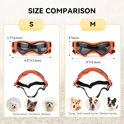 PETLESO Small Breed Dog Goggles UV Protection Puppy Eyewear for Outdoor Riding Driving, Orange S | Curved Lens & Soft Frame thumbnail 4