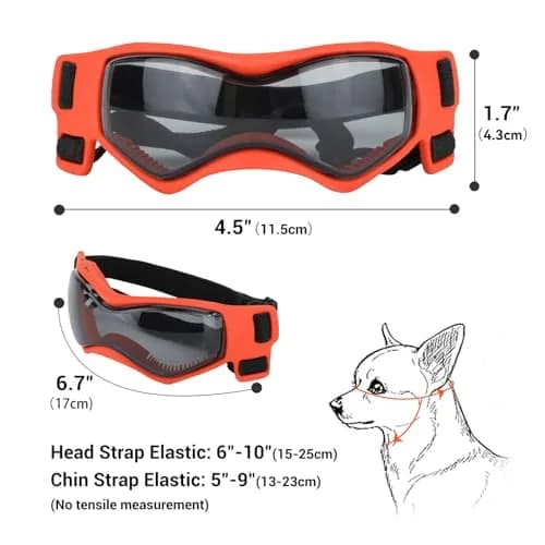 PETLESO Small Breed Dog Goggles UV Protection Puppy Eyewear for Outdoor Riding Driving, Orange S | Curved Lens & Soft Frame thumbnail 5