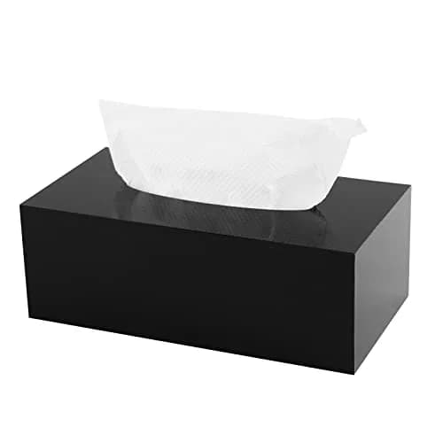 PITBVO Shiny Black Acrylic Tissue Box Holder for Rectangular Tissues | 25.0 cm (9.85") L x 13.0 cm (5.1") W x 11.4 cm (4.5") thumbnail 1