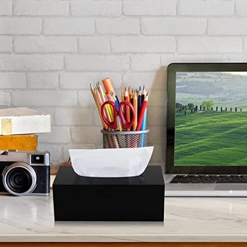 PITBVO Shiny Black Acrylic Tissue Box Holder for Rectangular Tissues | 25.0 cm (9.85") L x 13.0 cm (5.1") W x 11.4 cm (4.5") thumbnail 9