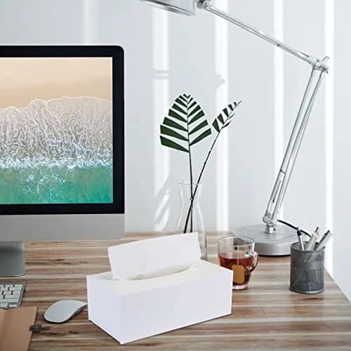PITBVO Acrylic Tissue Box Cover Rectangle, White | Modern, Durable & Easy to Clean thumbnail 8