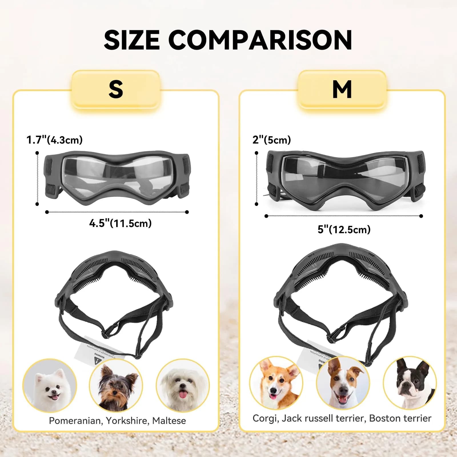 PETLESO Small Breed Black Dog Goggles - Anti-UV Pet Sunglasses for Small Dogs - view 4