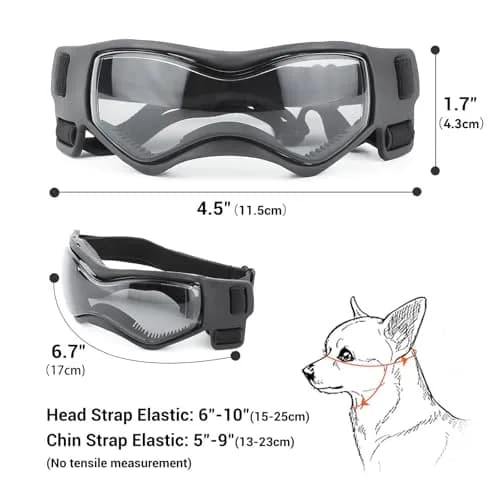 PETLESO Small Breed Dog Goggles | UV Protection Puppy Eyewear for Outdoor Riding Driving, Black S thumbnail 5