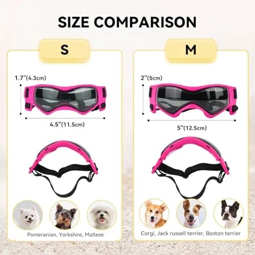 PETLESO Pink Dog Goggles for Small Breeds | UV Protection for Outdoor Riding & Driving thumbnail 4