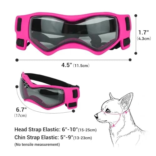 PETLESO Pink Dog Goggles for Small Breeds | UV Protection for Outdoor Riding & Driving thumbnail 5