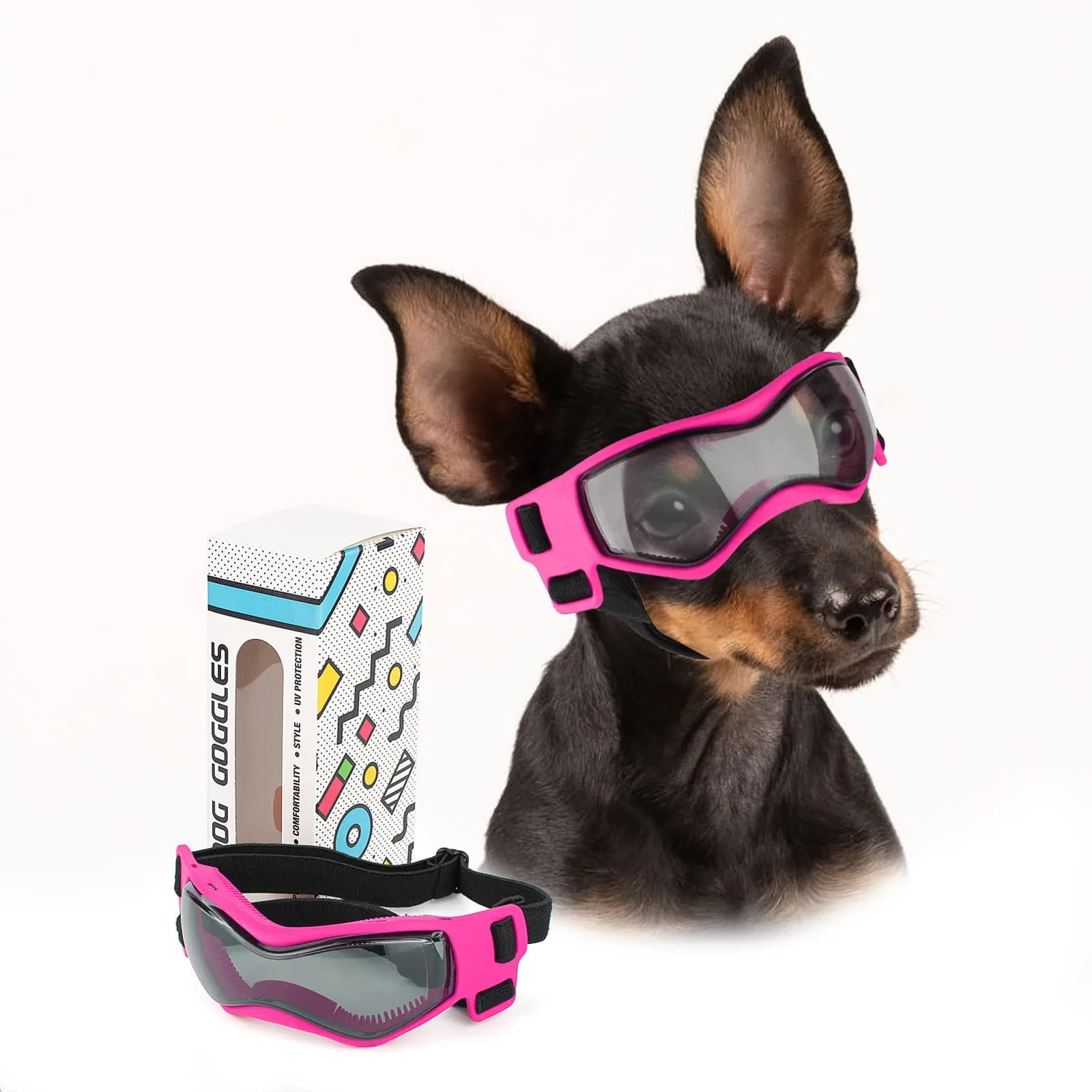 PETLESO Pink Small Dog Goggles: UV Protection Sunglasses for Small Breeds - main product image