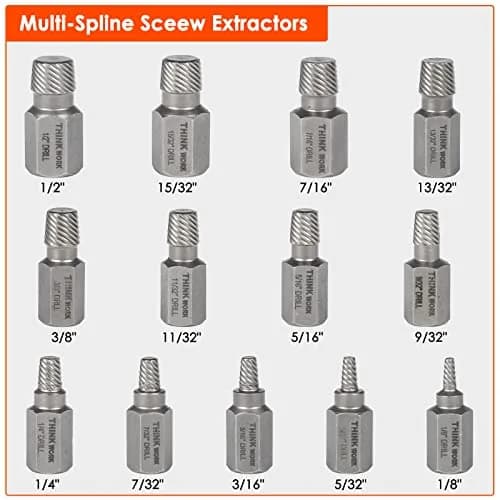 THINKWORK 54-Piece Bolt Extractor Kit with 3/8" Drive | Removes Damaged, Frozen, Rusted, Rounded-Off Bolts, Nuts & Screws thumbnail 5