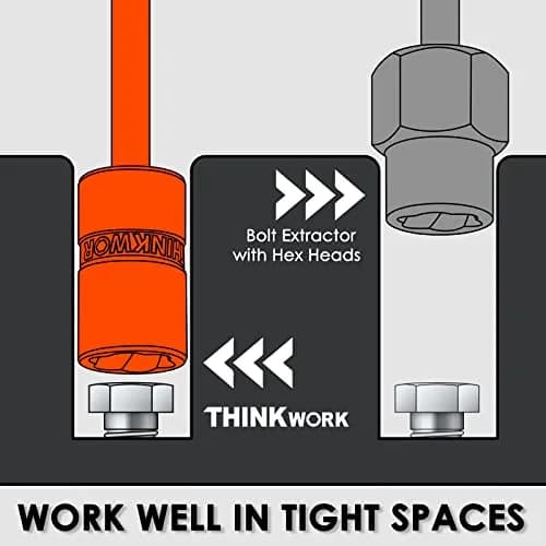 THINKWORK 54-Piece Bolt Extractor Kit with 3/8" Drive | Removes Damaged, Frozen, Rusted, Rounded-Off Bolts, Nuts & Screws thumbnail 2