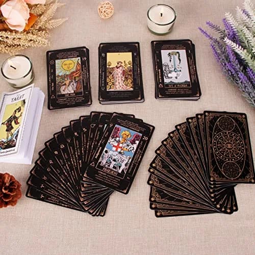 KLEDERY Tarot Cards for Beginners, Classic Tarot Deck with Meanings, Durable Cards with Guide Book, Black | Beginner Tarot Learning Tool thumbnail 6