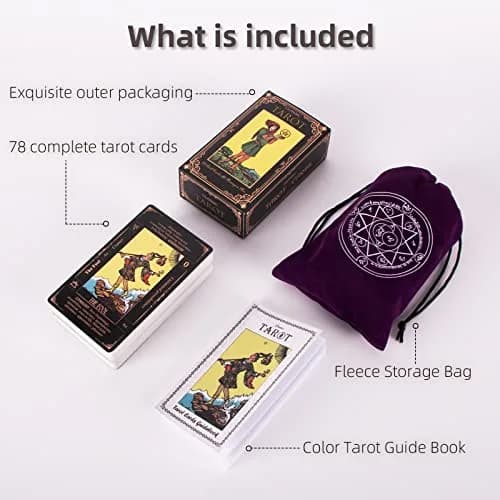 KLEDERY Tarot Cards for Beginners, Classic Tarot Deck with Meanings, Durable Cards with Guide Book, Black | Beginner Tarot Learning Tool thumbnail 7