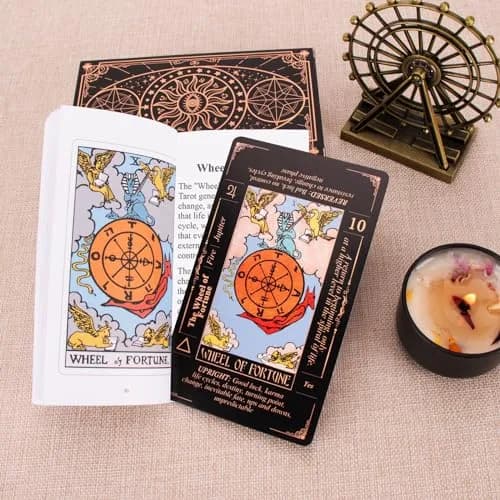 KLEDERY Tarot Cards for Beginners, Classic Tarot Deck with Meanings, Durable Cards with Guide Book, Black | Beginner Tarot Learning Tool thumbnail 4