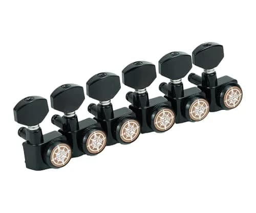 Guyker 6 In-line Guitar Locking Tuners – 1:18 Locking Tuning Key Pegs – Black | Heavy-Duty, Precise Tuning thumbnail 1