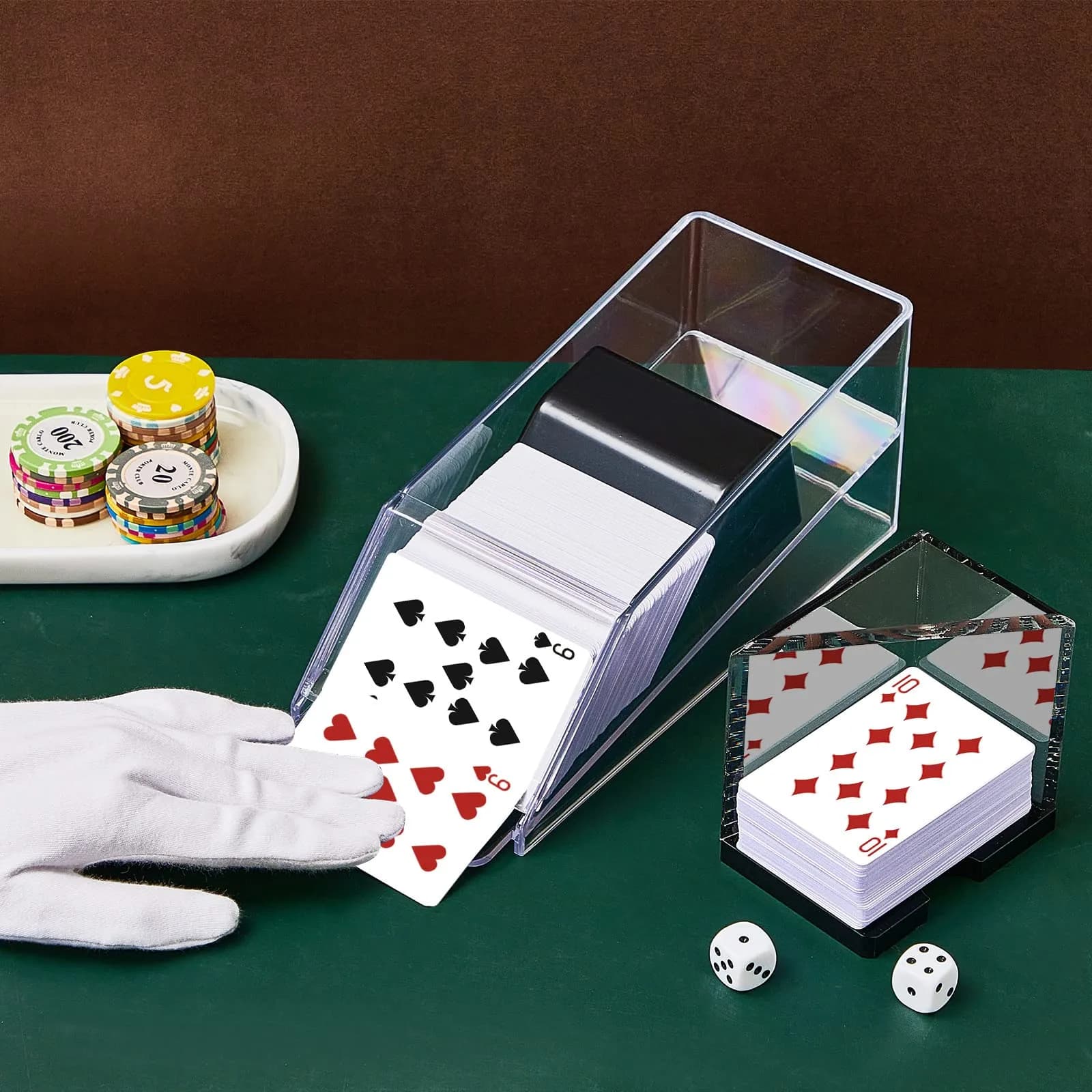 Honoson 4 Deck Blackjack Shoe and Discard Tray Acrylic, Clear | Casino Game Accessory for Home & Tournaments thumbnail 5