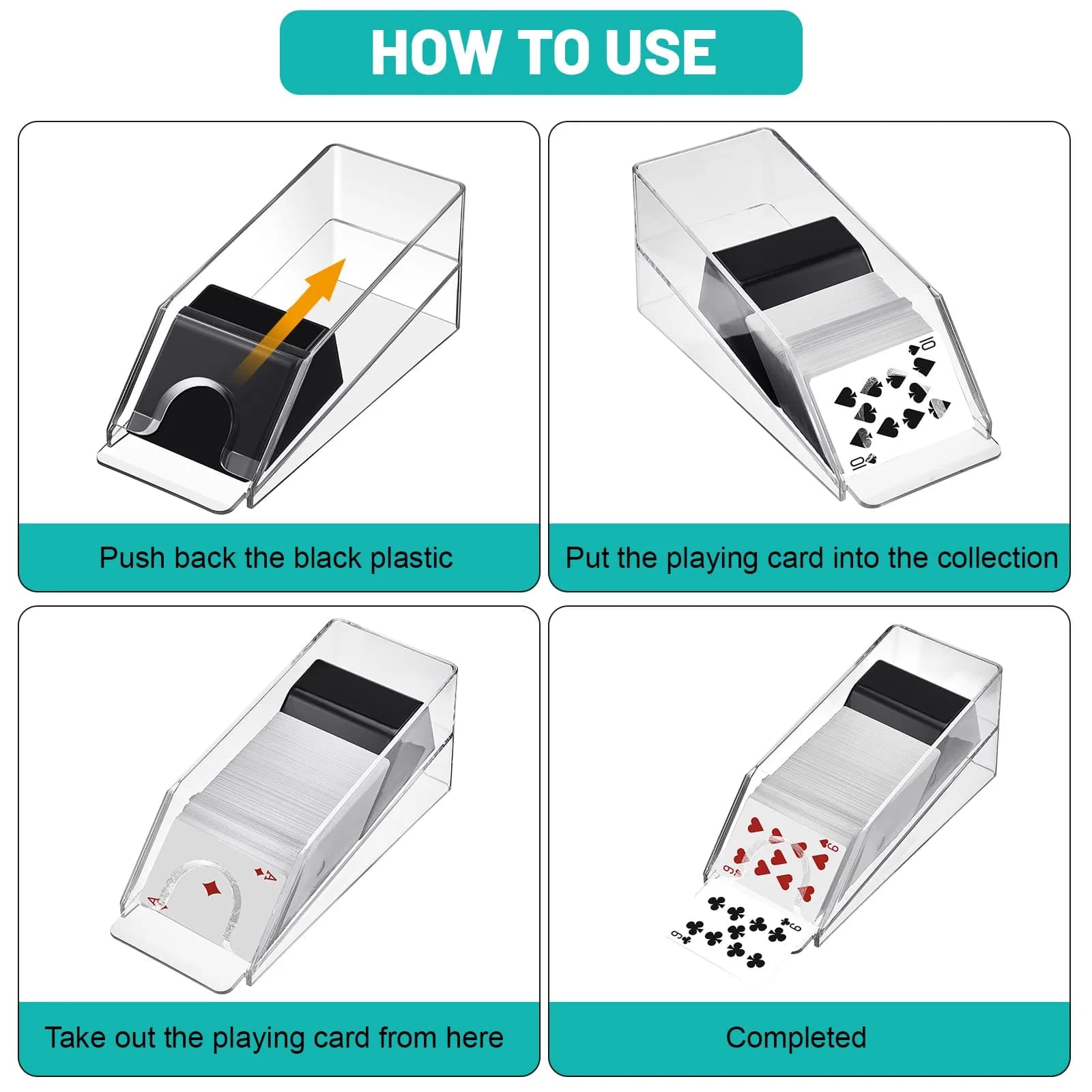 Honoson 4 Deck Blackjack Shoe and Discard Tray Acrylic, Clear | Casino Game Accessory for Home & Tournaments thumbnail 6