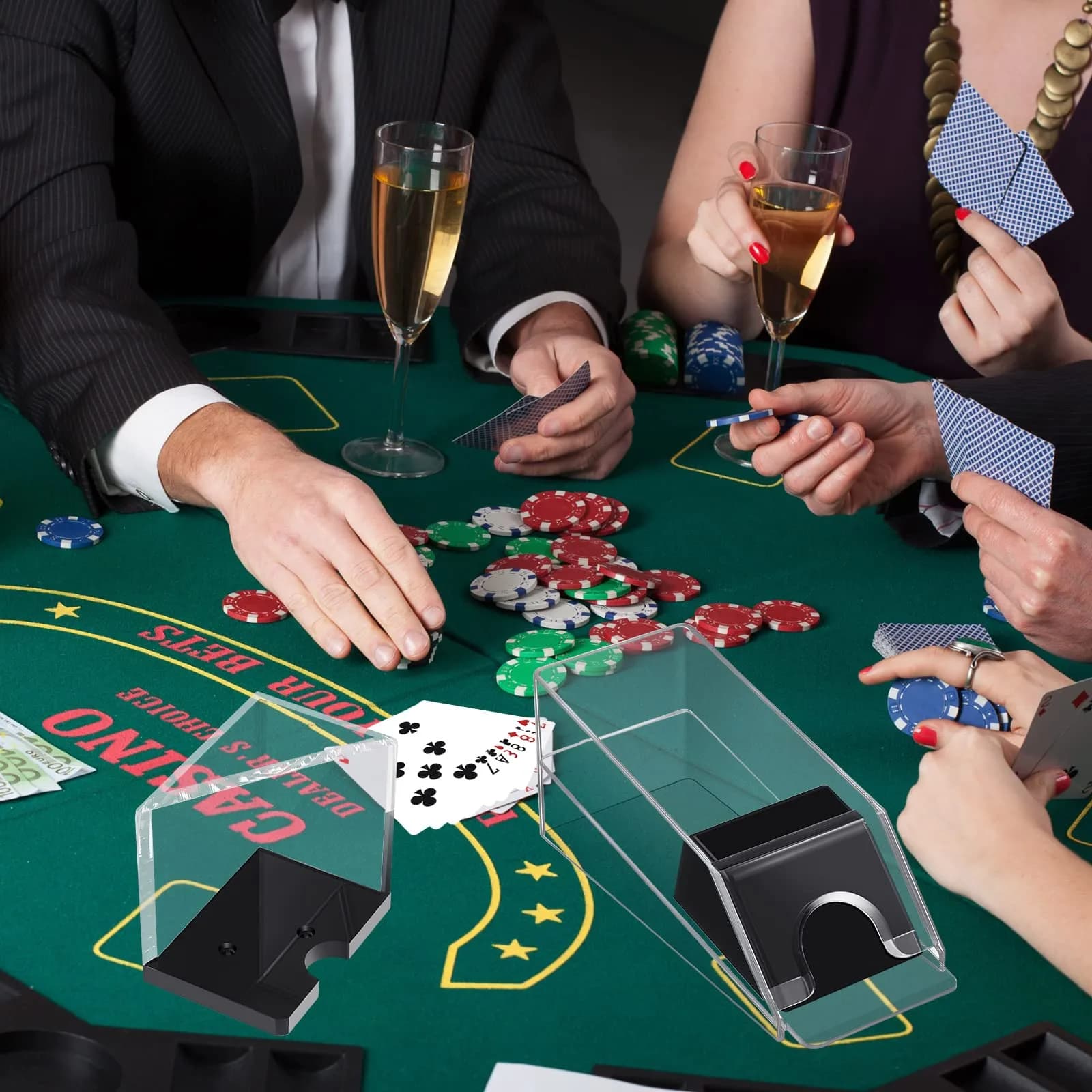 Honoson 4 Deck Blackjack Shoe and Discard Tray Acrylic, Clear | Casino Game Accessory for Home & Tournaments thumbnail 7