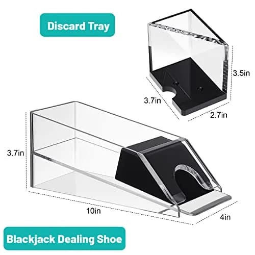Honoson 4 Deck Blackjack Shoe and Discard Tray Acrylic, Clear | Casino Game Accessory for Home & Tournaments thumbnail 2