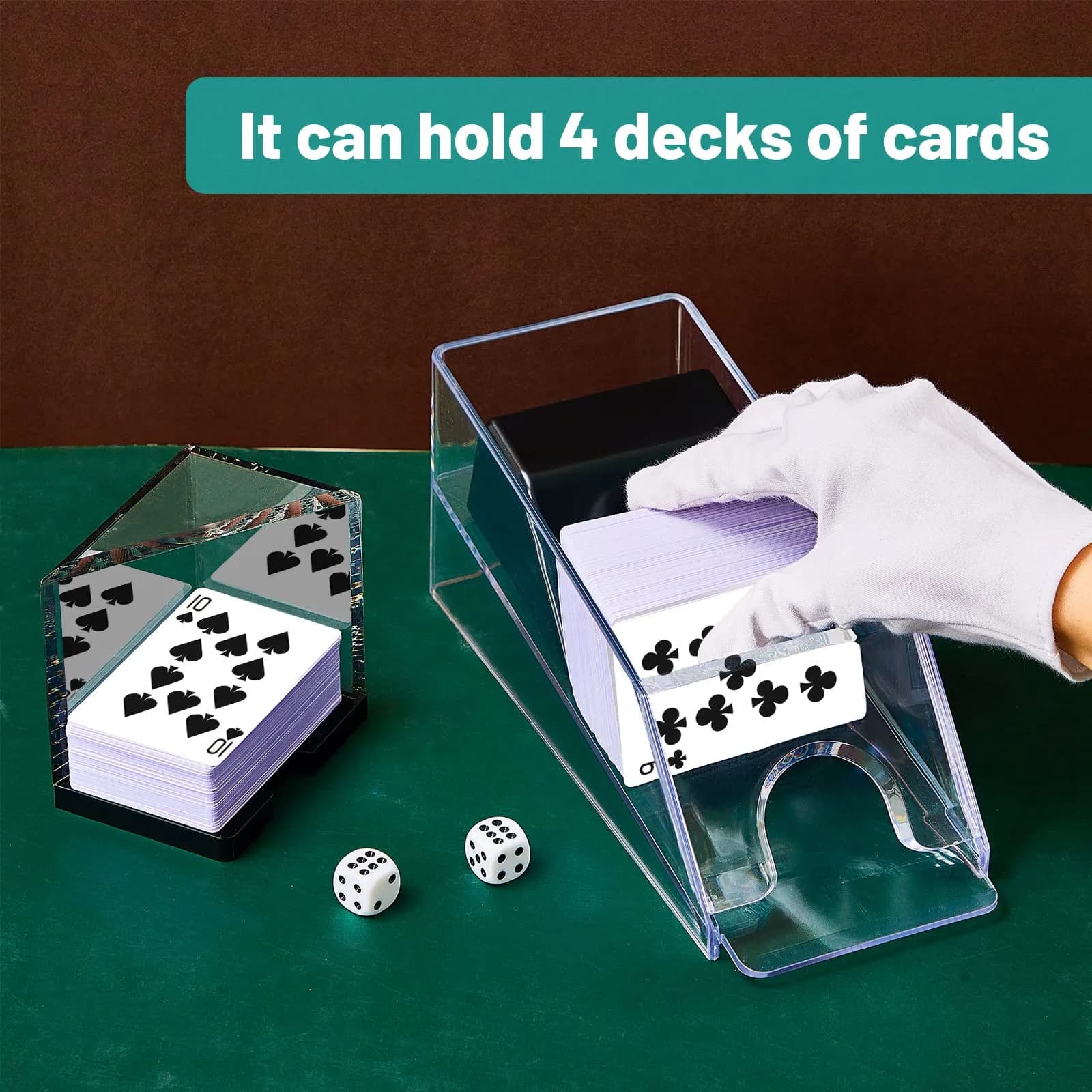 Honoson 4 Deck Blackjack Shoe and Discard Tray Acrylic, Clear | Casino Game Accessory for Home & Tournaments thumbnail 3