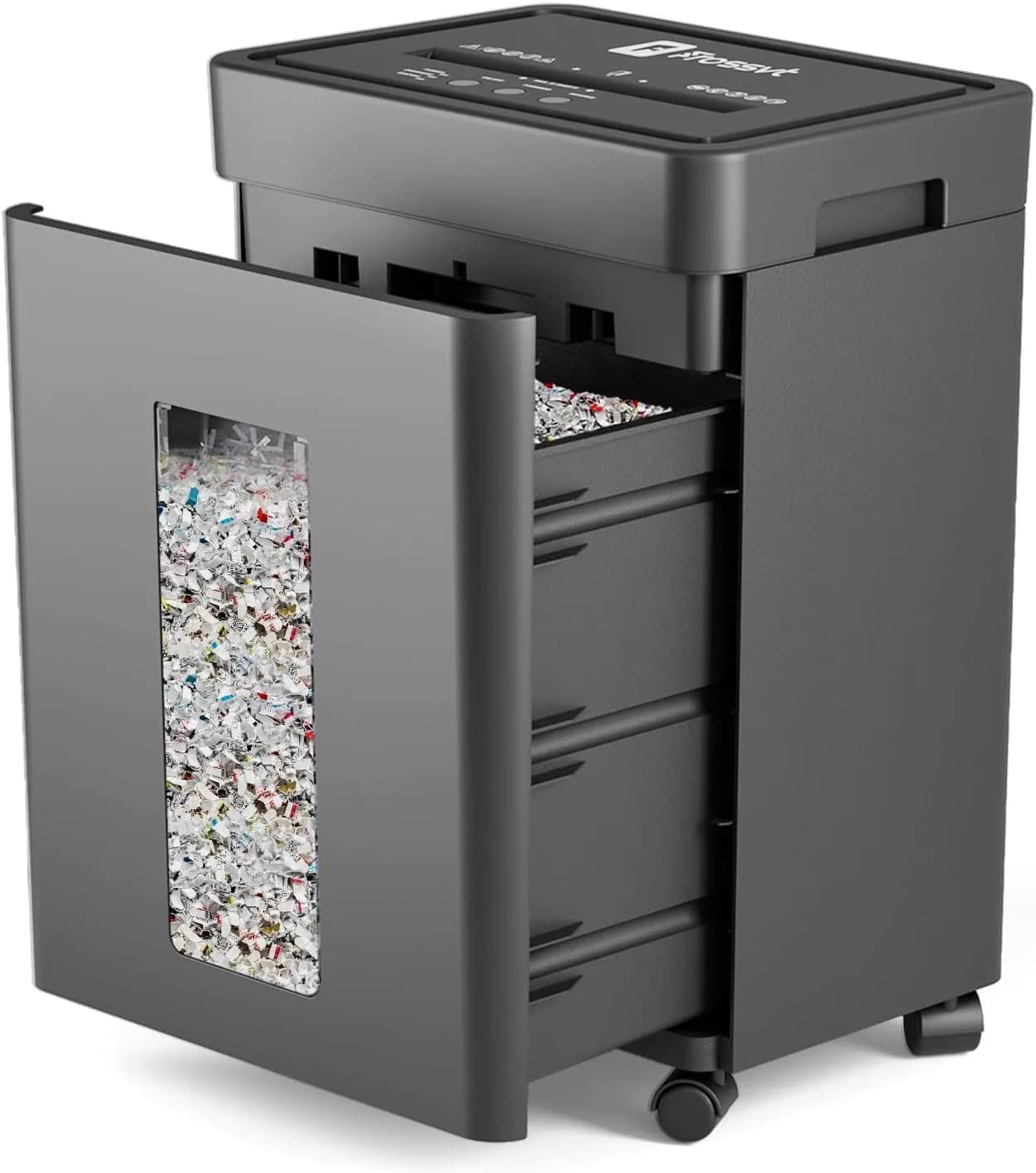 Frossvt Heavy Duty Paper Shredder Micro-Cut High Security Level P-4/12 Sheets | 10-Minute Run, Auto Reverse, 5.3-Gallon Bin - main product image