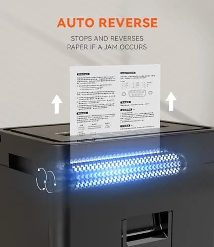 Frossvt Heavy Duty Paper Shredder Micro-Cut High Security Level P-4/12 Sheets | 10-Minute Run, Auto Reverse, 5.3-Gallon Bin thumbnail 4