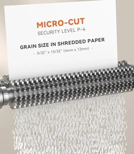 Frossvt Heavy Duty Paper Shredder Micro-Cut High Security Level P-4/12 Sheets | 10-Minute Run, Auto Reverse, 5.3-Gallon Bin thumbnail 2