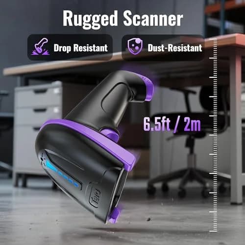 Tera 1D Wireless Laser Barcode Scanner 5100 Purple, 328 ft Range | Plug-and-Play USB & 2.4GHz Wireless thumbnail 6
