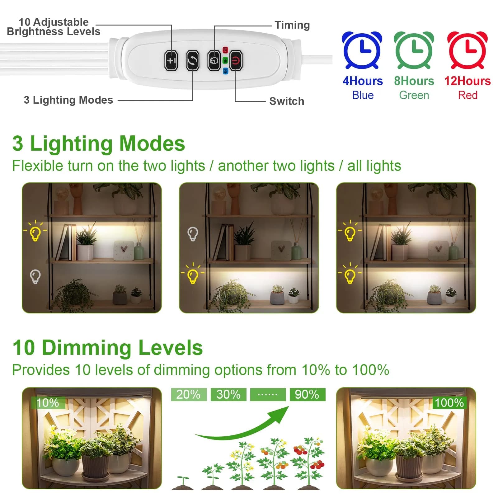 FOXGARDEN Full Spectrum Grow Light Strip 4 Pack | 384 LED Plant Lamp with Timer & Dimmable Brightness - view 3