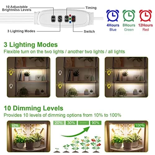 FOXGARDEN Full Spectrum Grow Light Strip 4 Pack | 384 LED Plant Lamp with Timer & Dimmable Brightness thumbnail 3