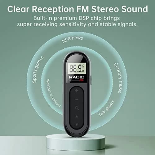 UMUTOO MI03 Pocket FM Radio with Clip Rechargeable Black | Portable Personal FM Receiver for Outdoor Use thumbnail 3