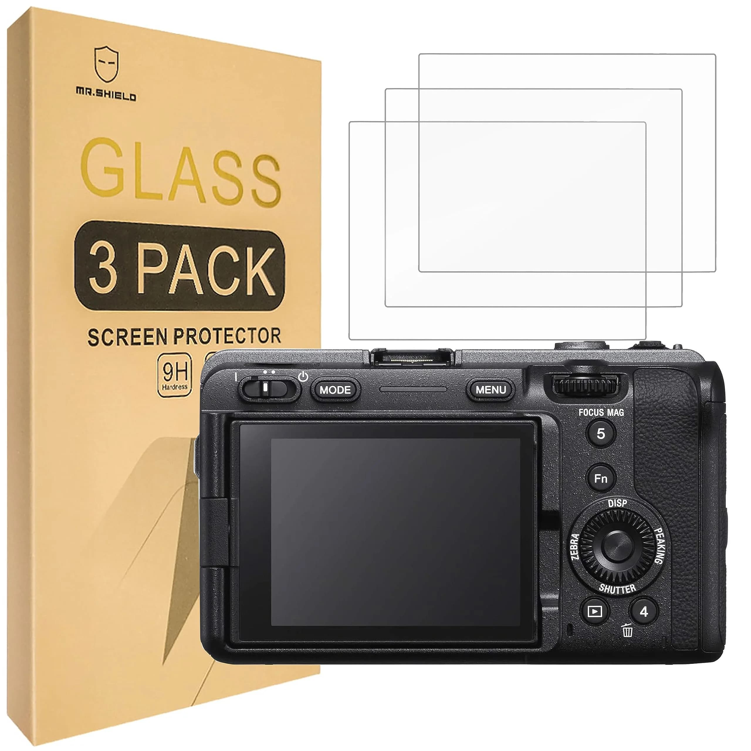 Mr.Shield 3-Pack Tempered Glass Screen Protector for Sony Alpha FX3 ILME-FX3/FX3A | 9H Hardness, 99.99% Clarity — clear