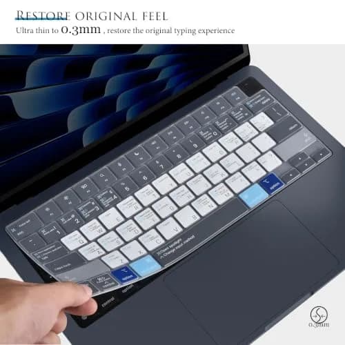 CASEDAO Blue Keyboard Cover for MacBook Air 13.6" M2 M3 M4 M5 (A2681 A3113 A3240 A3449) | US Layout Shortcut Protector thumbnail 5