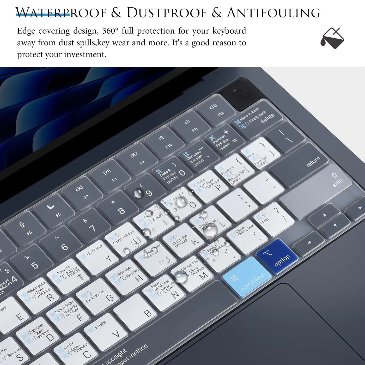 CASEDAO Blue Keyboard Cover for MacBook Air 13.6" M2 M3 M4 M5 (A2681 A3113 A3240 A3449) | US Layout Shortcut Protector - view 6