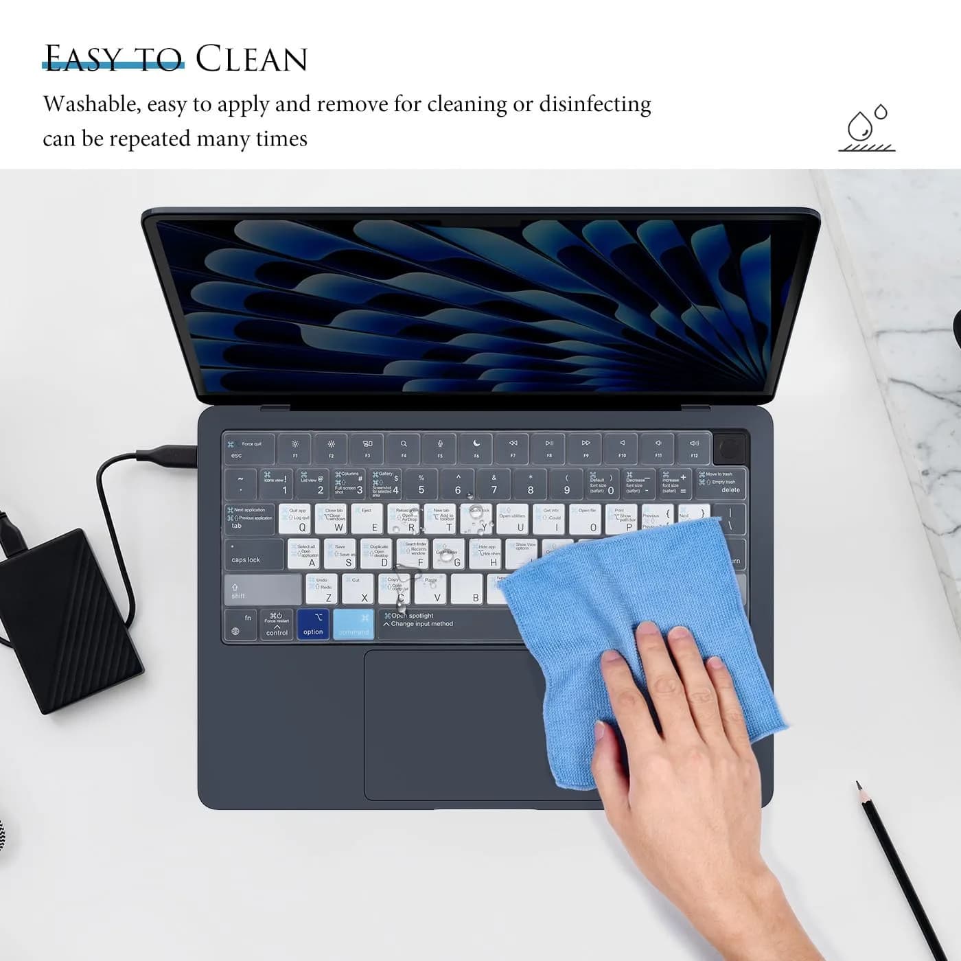 CASEDAO Blue Keyboard Cover for MacBook Air 13.6" M2 M3 M4 M5 (A2681 A3113 A3240 A3449) | US Layout Shortcut Protector - view 7