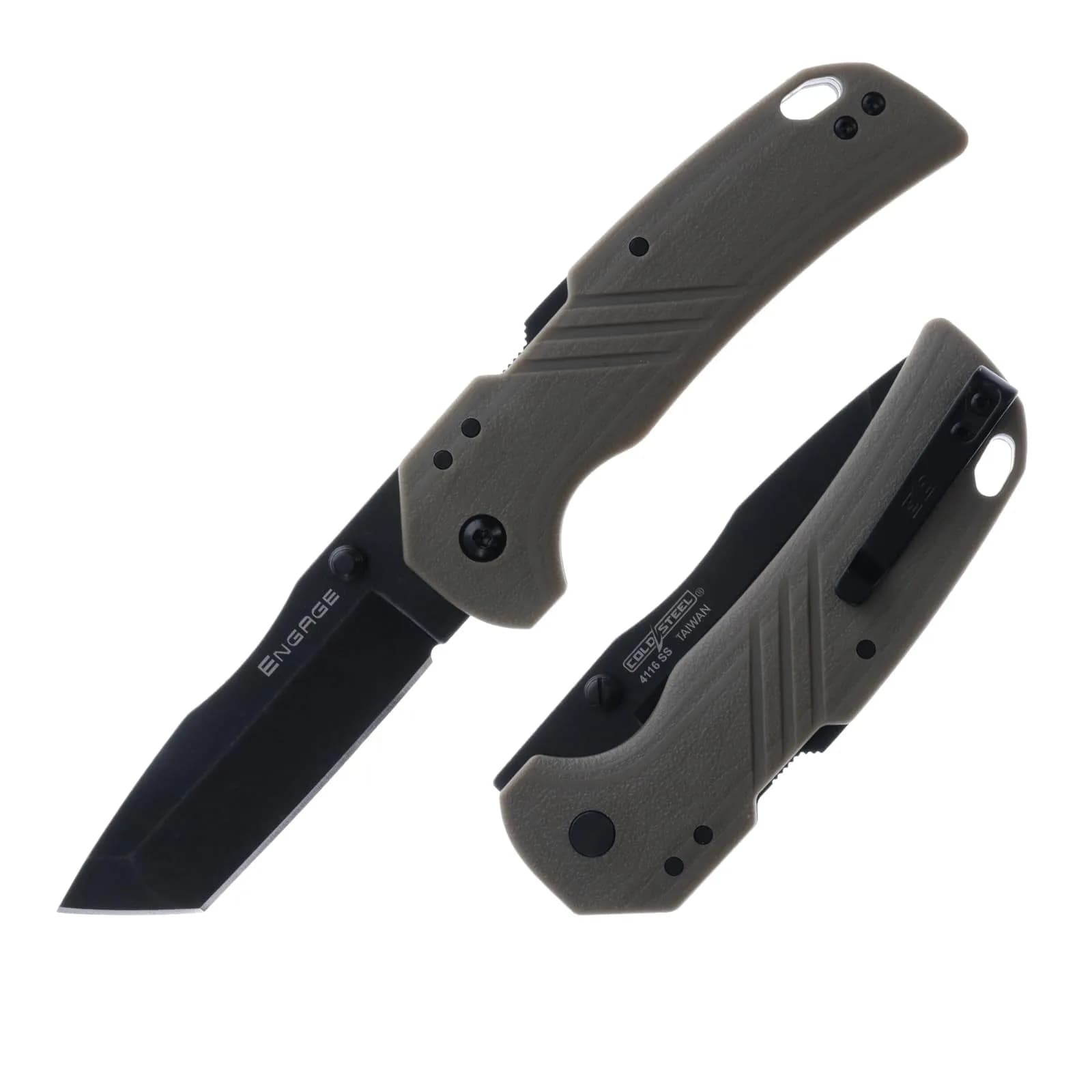 Cold Steel Engage 3in 4116SS Tanto Point Blade 4.25in FDE GFN Handle | Everyday Carry Tactical Folding Knife — Flat Dark Earth