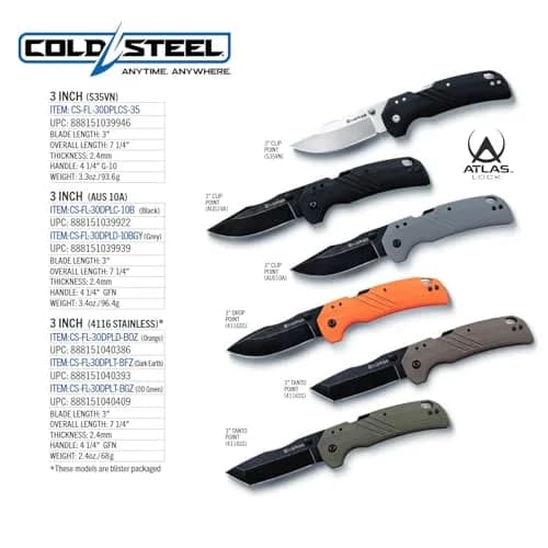 Cold Steel Engage 3in 4116SS Tanto Point Blade 4.25in FDE GFN Handle | Everyday Carry Tactical Folding Knife thumbnail 7