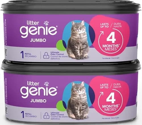 Litter Genie Jumbo Refill Bags 2-Pack (56 ft Continuous Film) | Odor-Locking Waste Bags for Cat Litter thumbnail 1