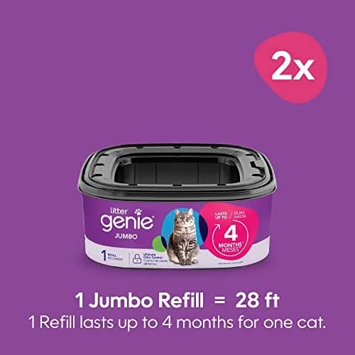 Litter Genie Jumbo Refill Bags 2-Pack (56 ft Continuous Film) | Odor-Locking Waste Bags for Cat Litter thumbnail 2