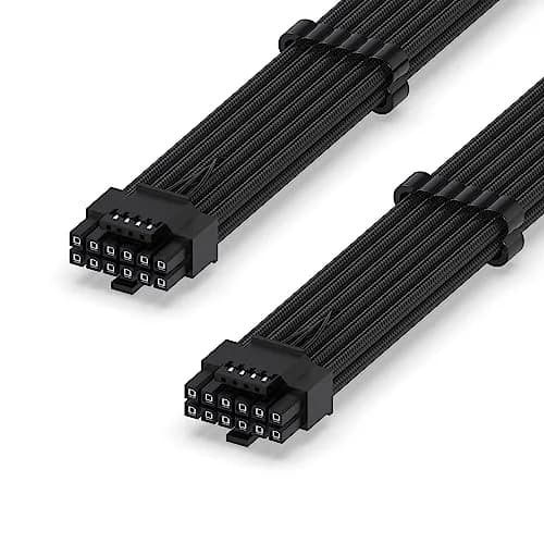 EZDIY-FAB 12VHPWR PSU Sleeved Cable 60cm Black | PCIe 5.1 12V-2x6 600W Support thumbnail 1