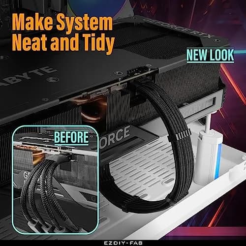 EZDIY-FAB 12VHPWR PSU Sleeved Cable 60cm Black | PCIe 5.1 12V-2x6 600W Support thumbnail 2