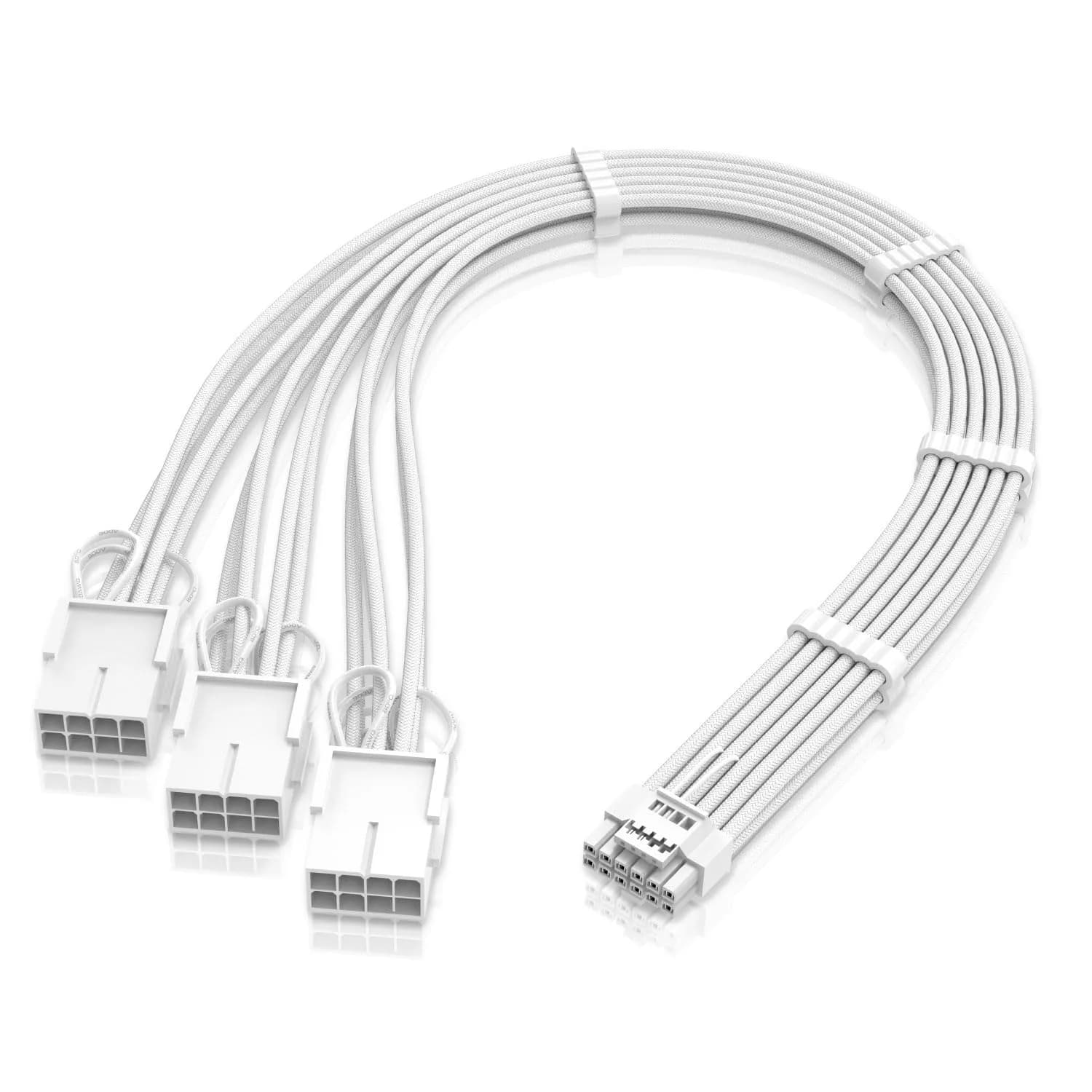 EZDIY-FAB 12VHPWR GPU Power Extension Cable 30cm (11.8in) | PCIe 5.0 16pin to 3x 8pin White - main product image
