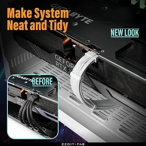 EZDIY-FAB 12VHPWR GPU Power Extension Cable 30cm (11.8in) | PCIe 5.0 16pin to 3x 8pin White thumbnail 2